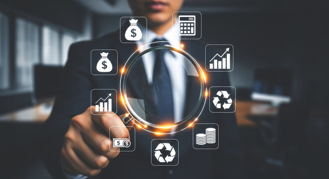 A focused finance professional analyzes growth opportunities using data driven insights to optimize sustainability with