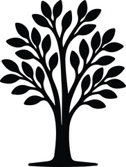 Obraz premium Illustrator Vector Minimalist tree leaves trunk simple foliage silhouette