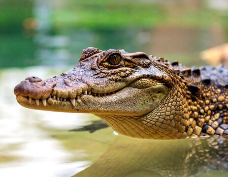 Baby crocodile in water.