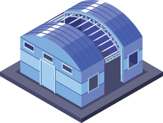 Hangar building on metal frame