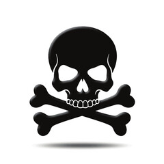 Bold skull and crossbones symbol warns of danger, evoking themes of mortality, rebellion, and pirate lore in classic black and white design