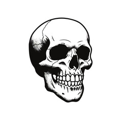 Skull illustration for edgy designs, Halloween themes, or gothic art projects with a bold, vintage, and slightly distressed aesthetic