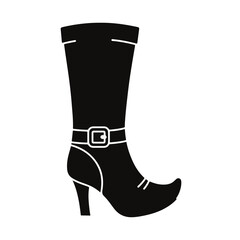 Elegant black witch boot design for Halloween, a stylish vector graphic perfect for spooky season designs and holiday projects