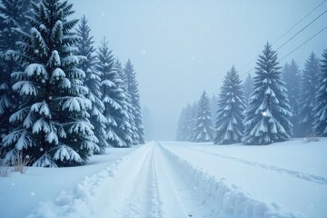 Dramatic Winter Blizzard Massive Snowflakes Blanketing a Pristine Landscape