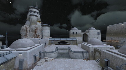 要塞の中庭　3DCGレンダリング