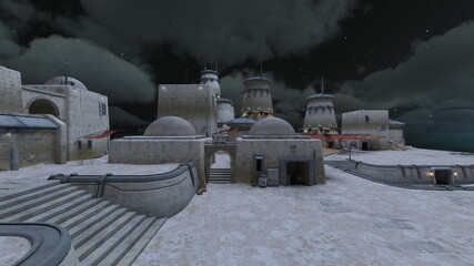 要塞の中庭　3DCGレンダリング