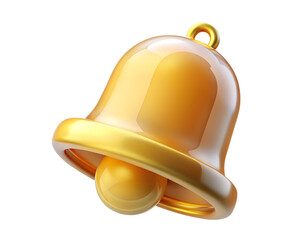 Fototapeta premium Golden Shiny 3D Bell with a Glassy Look on a White Background