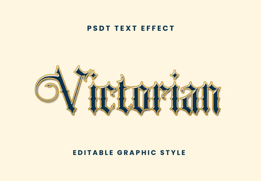 Blue And Gold Flat Victorian Font Gothic Retro Medieval Text Effect