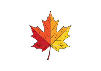 Fototapeta premium Vibrant autumnal maple leaf design with gradient colors against a black background.