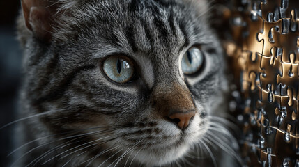 Complete the figure. Puzzle game with cat. 