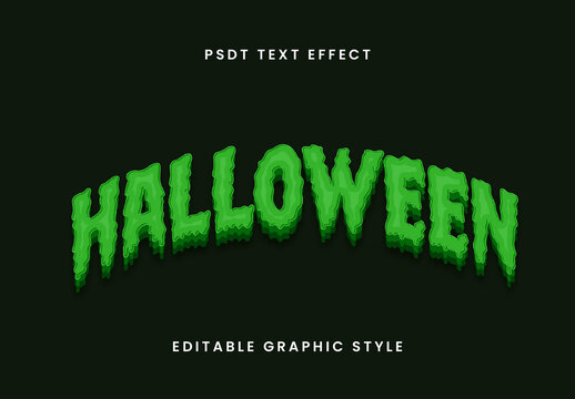 Green And Black Halloween Font Slime Horror Melting Distorted Text Effect