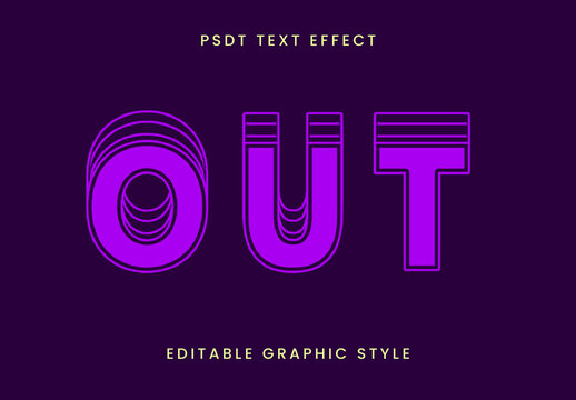Purple Layered Retro Outline Font Bold Striped Text Effect