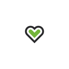 Love heart Logo icon flat vector design