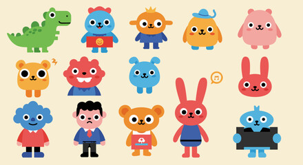 Vector Cartoon Collection Illustration of Random Characters and Objects