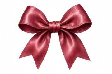 Glossy red bow floating against transparent backdrop, symbolizing celebration, ideal for festive gifting and decorative styling