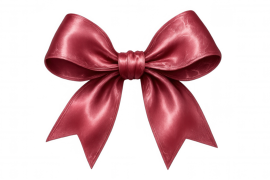 Glossy red bow floating against transparent backdrop, symbolizing celebration, ideal for festive gifting and decorative styling