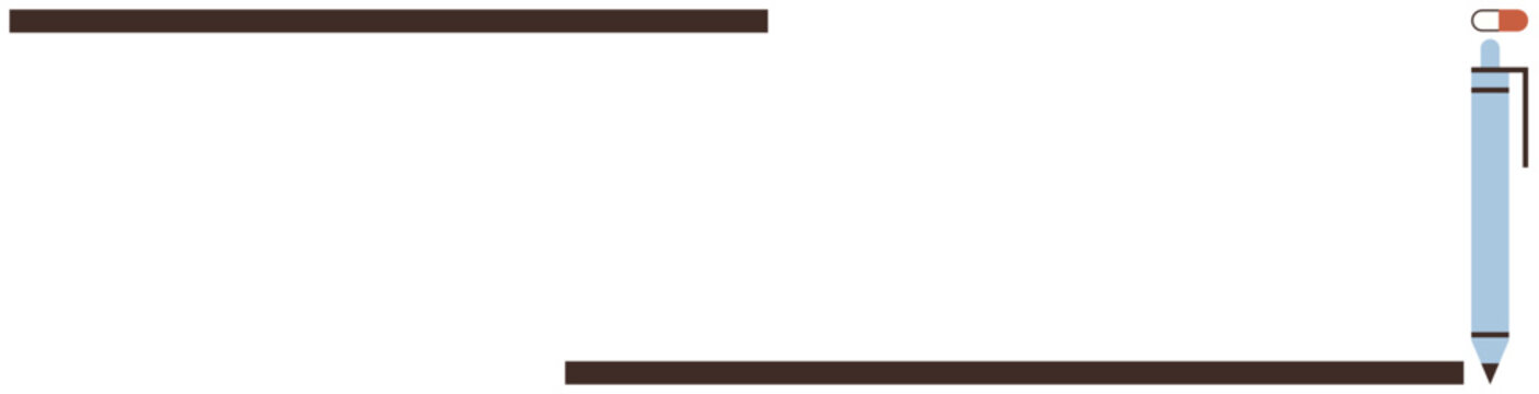 Pen creating connection with a precise straight line between brown horizontal bars. Ideal for creativity, design, precision, focus, minimalism, concept representation, and planning. Simple flat