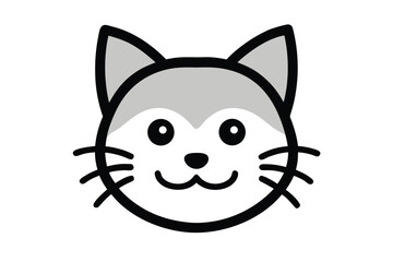 cute cartoon vector icon of a cat face  flat playf