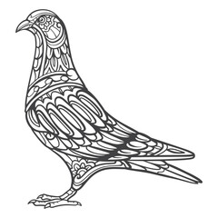 Dove bird Outline mandala arts isolated on white background