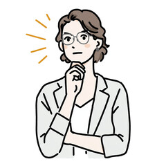 腕を組んで悩んでいる女性ビジネスパーソン