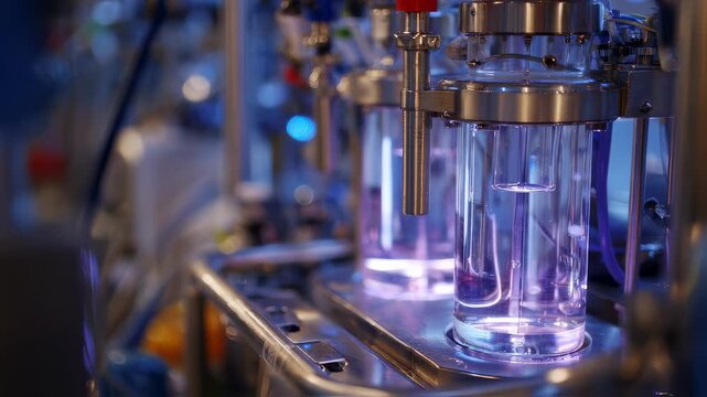 Focused medium shot of plasma arcs inside a hospital mixedwaste gasifier unit converting infectious biohazard material into sterile inert ash with surrounding equipment softly out