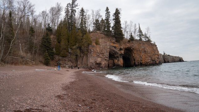 Winter at crystal beach, minnesota north shore of lake superior during winter
