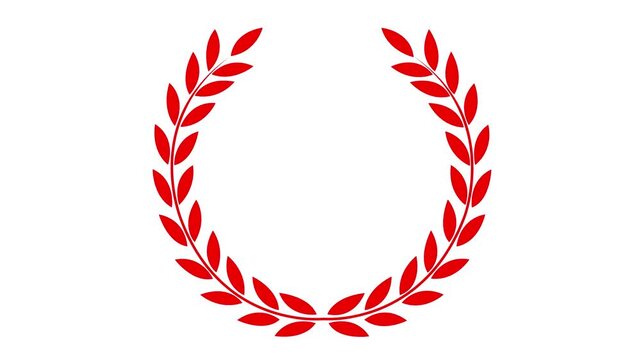 Award Laurel Classic on white Screen. Golden award laurel leaf. The leaf symbol of world peace. 4k motion video.