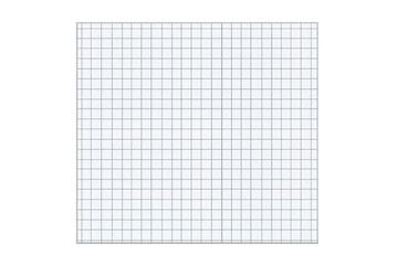 White squared paper sheet on transparent background for educational or office use