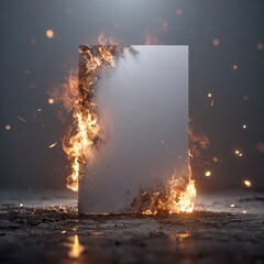 Paper Mockup with Burning Left Edge and Sparks – Realistic A4 Template