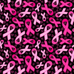 Breast cancer month seamless pink ribbon day mammogram pattern for medical accessories and medicine textiles