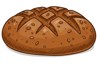A rustic Latvian rye bread illustration. Detailed, textured, and warm brown tones. Perfect for food, bakery, or cultural themes. High-quality vector art.