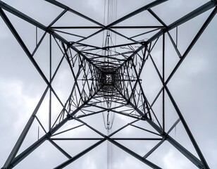 Metal tower structure, looking up