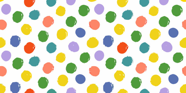 Colorful Polka Dot Pattern on White Background polka dots