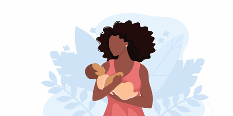 Woman Holding a Baby with Soft Blue Floral Background mother infant