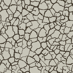 An Abstract Design of Cracked Dry Earth in the American Southwest in Khaki Clay Green and Dark Brown creating a seamless pattern print