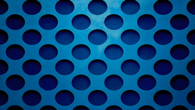 Blue perforated metal sheet texture for industrial, automotive, and technology backgrounds