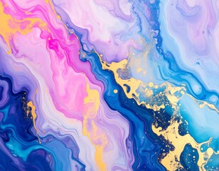 Abstract fluid art with vibrant colors and gold flecks