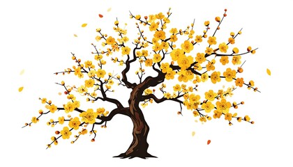 Blooming gold tree illustration