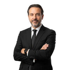 Man in suit with arms crossed isolated on transparent background