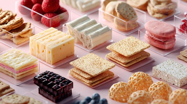 Assorted colorful pastries sweet bakery dessert food photography concept