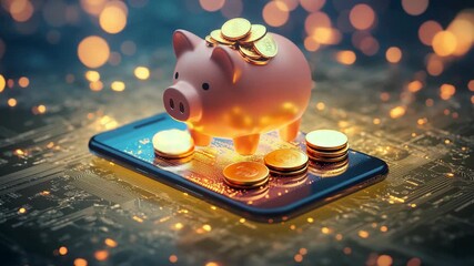 Discover the future of finance with an innovative digital piggy bank app for smartphones showcasing the evolution of saving investing in todays techsavvy world technology and finance seamlessly merge - Powered by Adobe