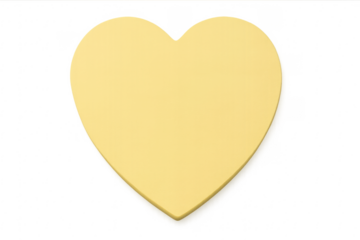 Yellow heart shape with transparent background representing love and affection