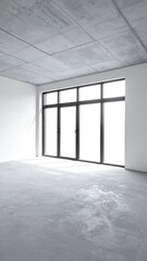 Empty room with large windows