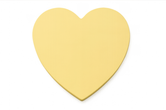 Yellow heart shape with transparent background representing love and affection