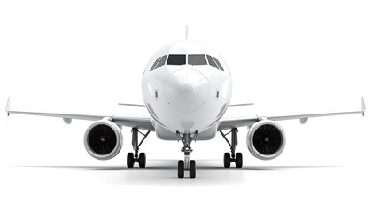 Obraz premium White Airplane Front View. (1)