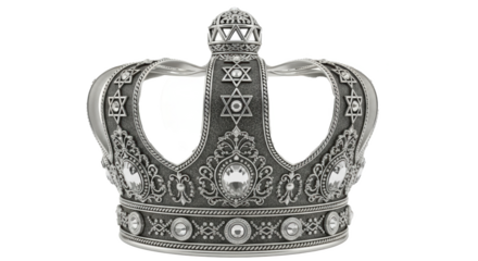Silver crown with david stars jewish royalty headwear king queen prince princess tiara metallic vintage 100