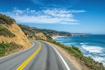 Coastal highway with ocean beside cliffs