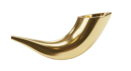 Golden shofar ram horn for rosh hashanah jewish holiday high resolution image for graphic design use case