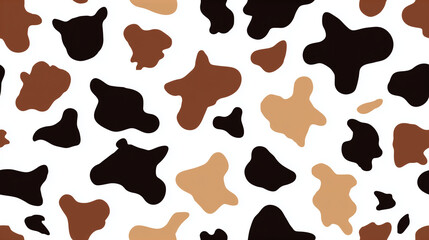 Fototapeta premium Brown and black cow print pattern on white background
