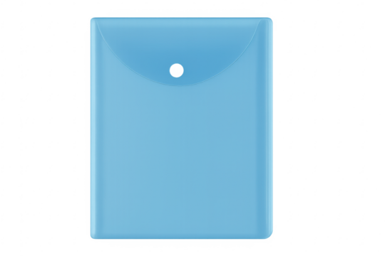 Light blue plastic pocket folder with transparent background